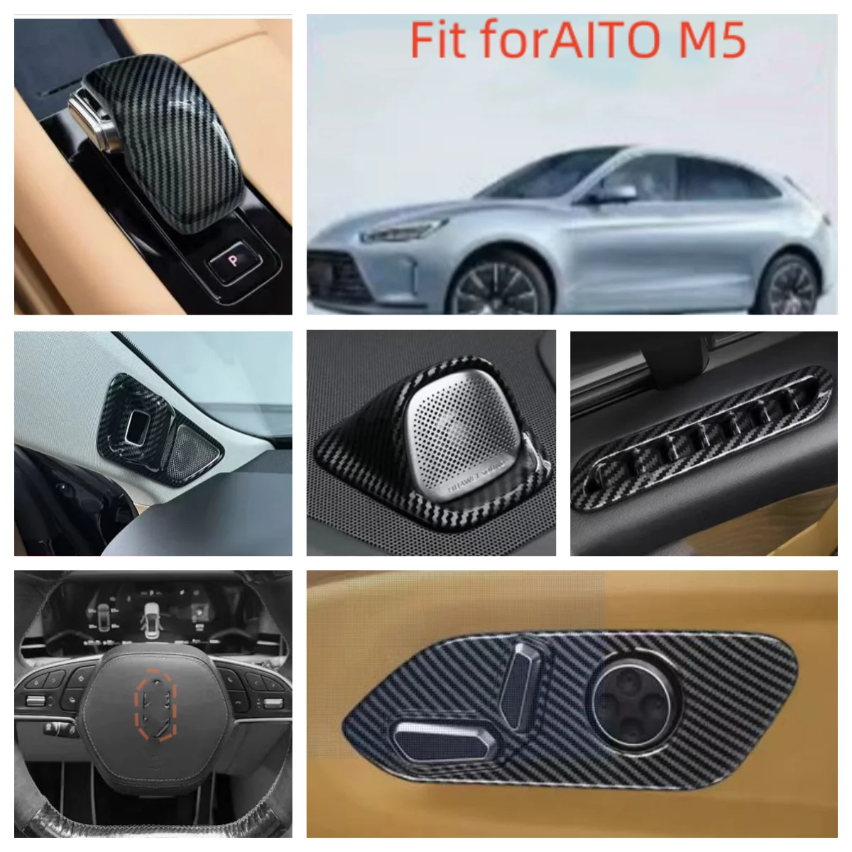 For AITO M5 2022+ door tuyere A-pillar camera center control audio shift head seat adjustment Carbon fiber interior sticker
For AITO M5 2022+ door tuyere A-pillar camera center control audio shift head seat adjustment Carbon fiber interior sticker