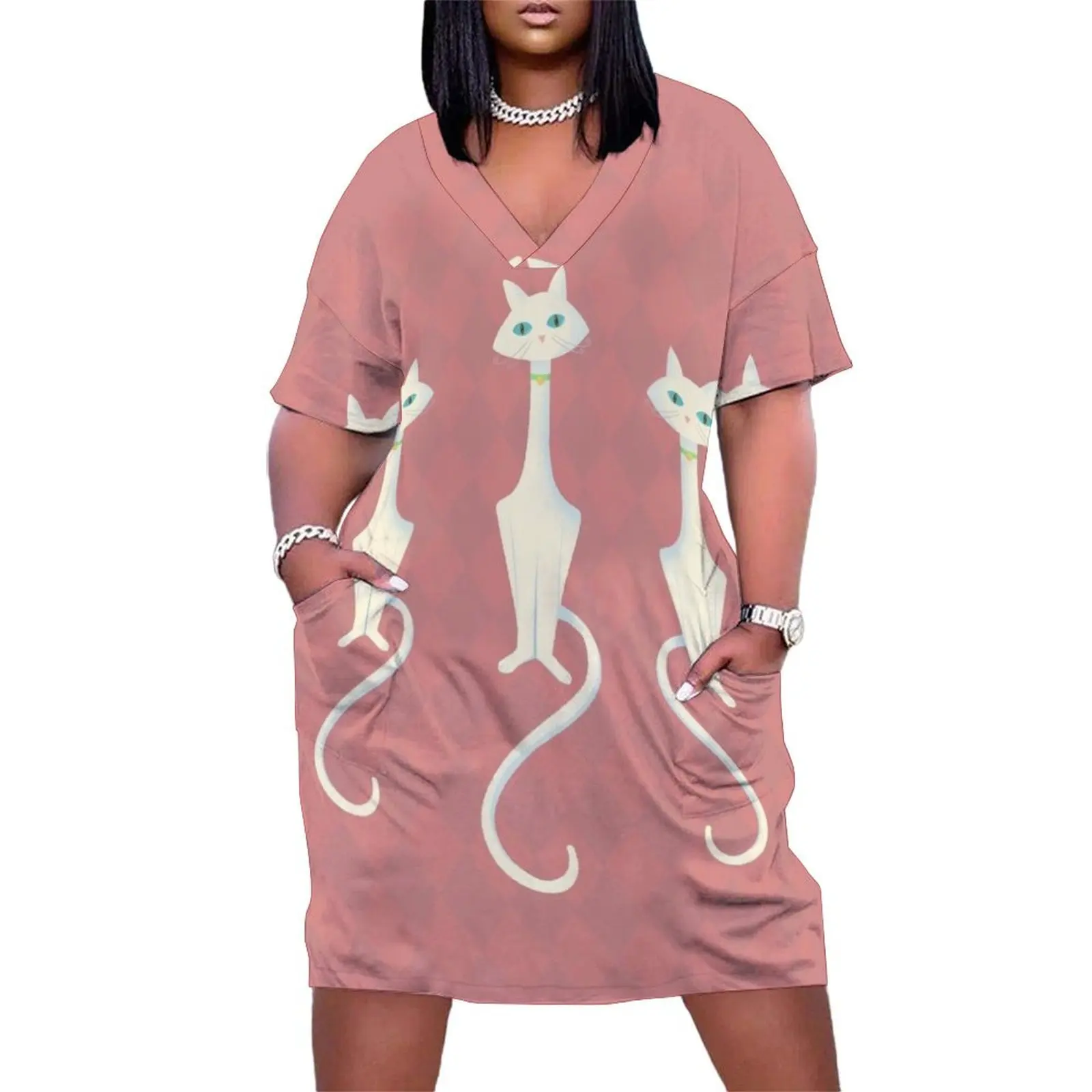 Midcentury Modern White Kitty Cat With Blue Eyes Loose Pocket Dress birthday dress for women luxury 2025 woman dress
Midcentury Modern White Kitty Cat With Blue Eyes Loose Pocket Dress birthday dress for women luxury 2025 woman dress