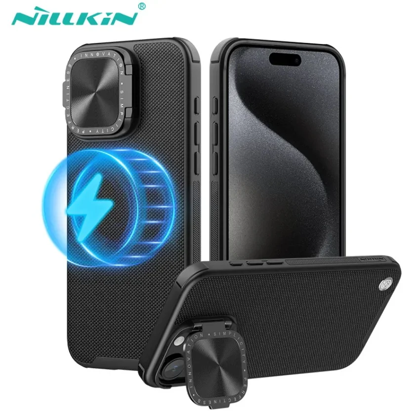 Чехол MagSafe для iPhone 15 Pro Max, магнитный Текстурированный чехол NILLKIN, реквизит для камеры из нейлона, складной чехол-подставка для iPhone15 Pro
Чехол MagSafe для iPhone 15 Pro Max, магнитный Текстурированный чехол NILLKIN, реквизит для камеры из нейлона, складной чехол-подставка для iPhone15 Pro
