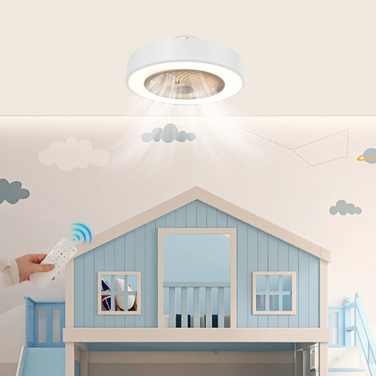 Ceiling Fan with Light Kit, 20 Inch Modern LED Remote Control Semi Flush Mount Fandelier with Invisible Acrylic Blades, 3 Colors 3 Speeds Changing, Enclosed Low Profile Fan, White
Ceiling Fan with Light Kit, 20 Inch Modern LED Remote Control Semi Flush Mount Fandelier with Invisible Acrylic Blades, 3 Colors 3 Speeds Changing, Enclosed Low Profile Fan, White