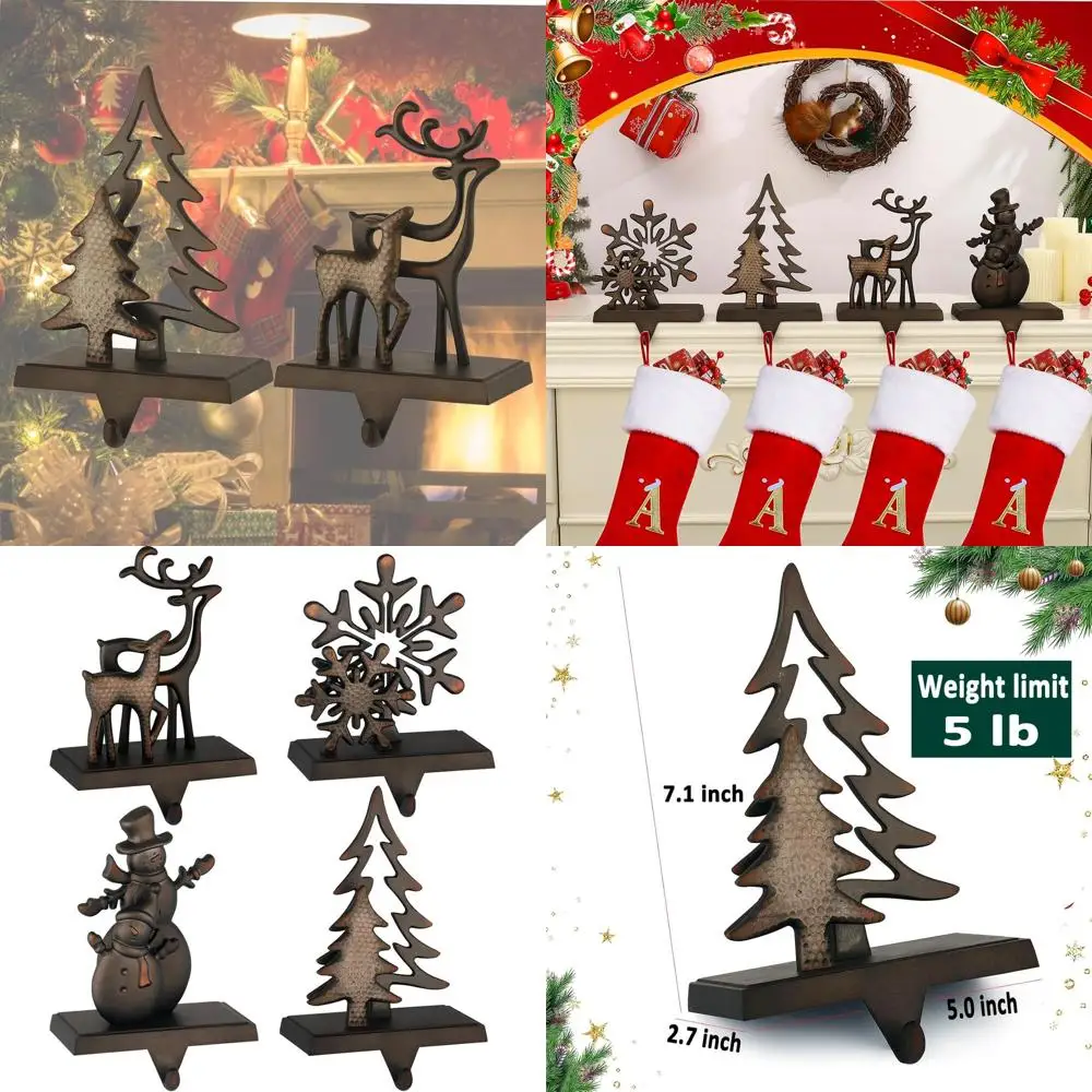 Set of 4 Metal Christmas Stocking Hangers for Fireplace Mantel and Decorations
Set of 4 Metal Christmas Stocking Hangers for Fireplace Mantel and Decorations