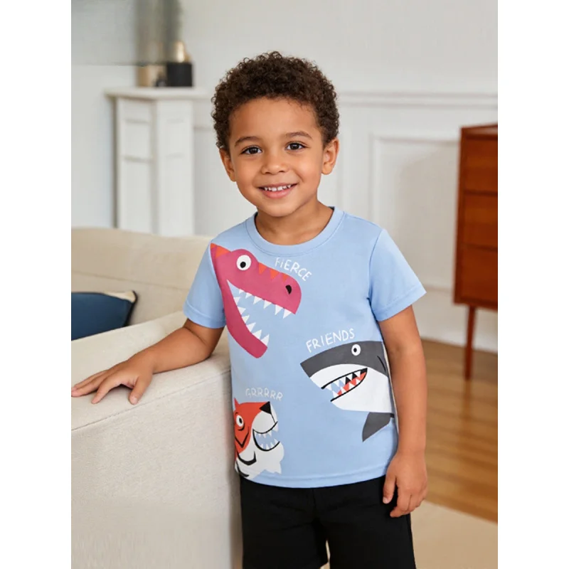 Summer New3-8Short-sleeved shirt 1-year-old childrenTCartoon animal print round neck short-sleeve shirt boys
Summer New3-8Short-sleeved shirt 1-year-old childrenTCartoon animal print round neck short-sleeve shirt boys