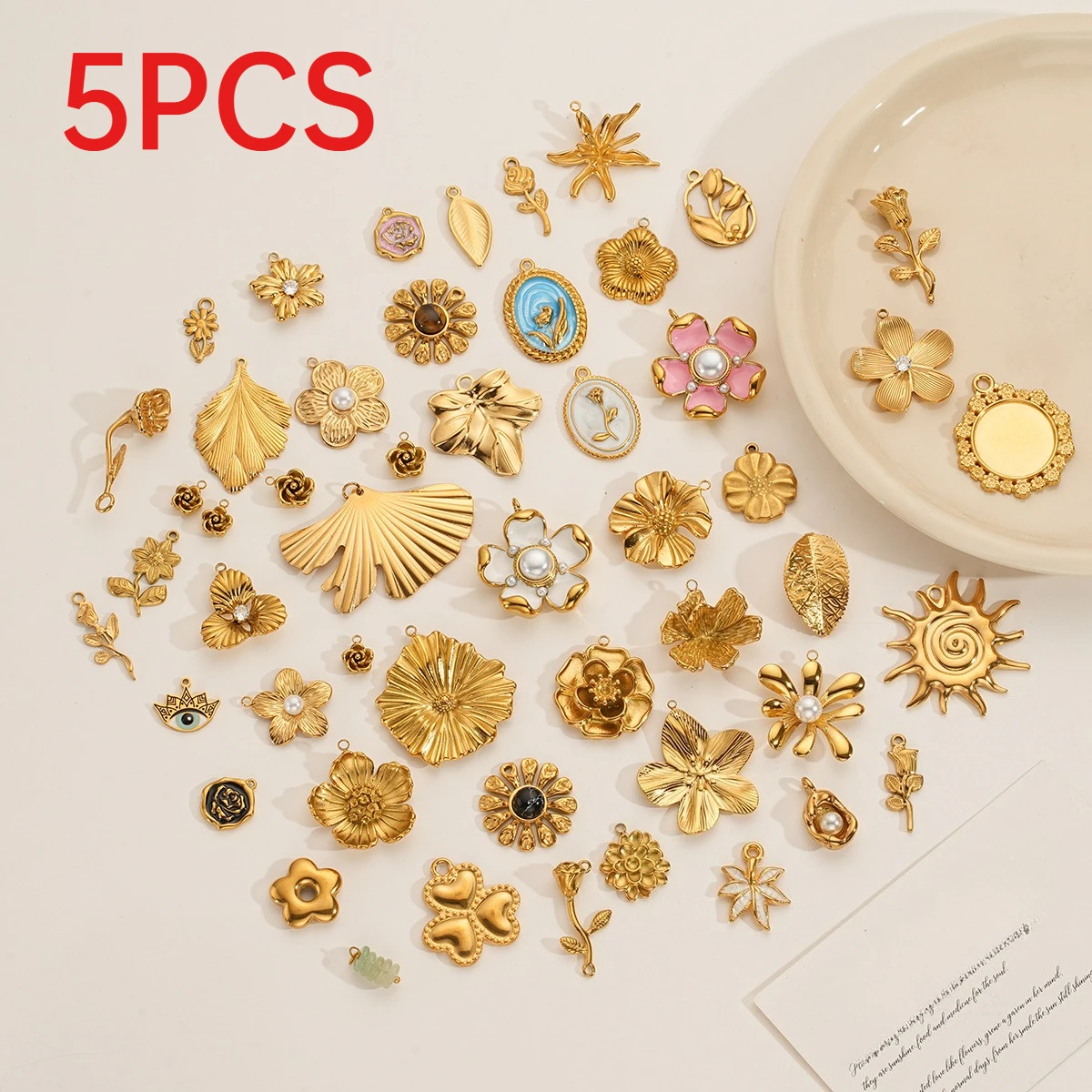 5Pcs Stainless Steel Flower & Leaf Charms Enamel Pendants For DIY Necklace Jewelry Making Accessories
5Pcs Stainless Steel Flower & Leaf Charms Enamel Pendants For DIY Necklace Jewelry Making Accessories