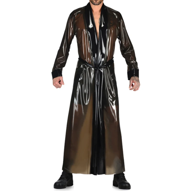 Transparent Brown And Black Long Loose Sexy Latex Night Robe Shawl Collar Belt Rubber Kimono Bath Wrap Garment Coat Jacket 281
Transparent Brown And Black Long Loose Sexy Latex Night Robe Shawl Collar Belt Rubber Kimono Bath Wrap Garment Coat Jacket 281