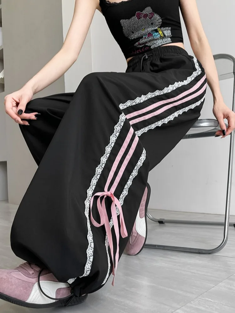 Black Bowknot Ribbon Cuffed Wide Leg Pants Women's Spring Summer Sweet Quick Dry Two-Way Wear Sports Work Straight Leg Pants
Black Bowknot Ribbon Cuffed Wide Leg Pants Women's Spring Summer Sweet Quick Dry Two-Way Wear Sports Work Straight Leg Pants