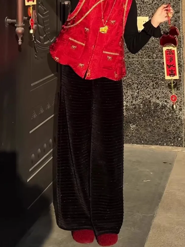 New Chinese Sle Women's Velvet Wide Leg Pants Winter Thiened Warm Casual Trousers Slimming Effect Breathable Loose Fit
New Chinese Sle Women's Velvet Wide Leg Pants Winter Thiened Warm Casual Trousers Slimming Effect Breathable Loose Fit