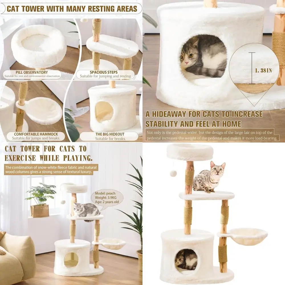 Прочная деревянная лежанка-когтеточка для кошек с несколькими уровнями, когтеточками и уютной лежанкой для кошек малого и среднего размера.
Прочная деревянная лежанка-когтеточка для кошек с несколькими уровнями, когтеточками и уютной лежанкой для кошек малого и среднего размера.