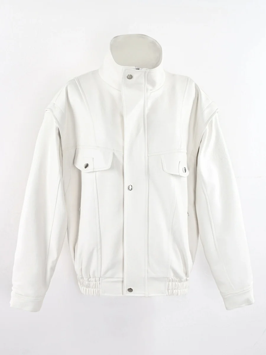 Nerazzurri Women's Brown American Retro Leather Jacket Zipper Oversize White PU Leather Coat Street Style Long Sleeve Coat
Nerazzurri Women's Brown American Retro Leather Jacket Zipper Oversize White PU Leather Coat Street Style Long Sleeve Coat