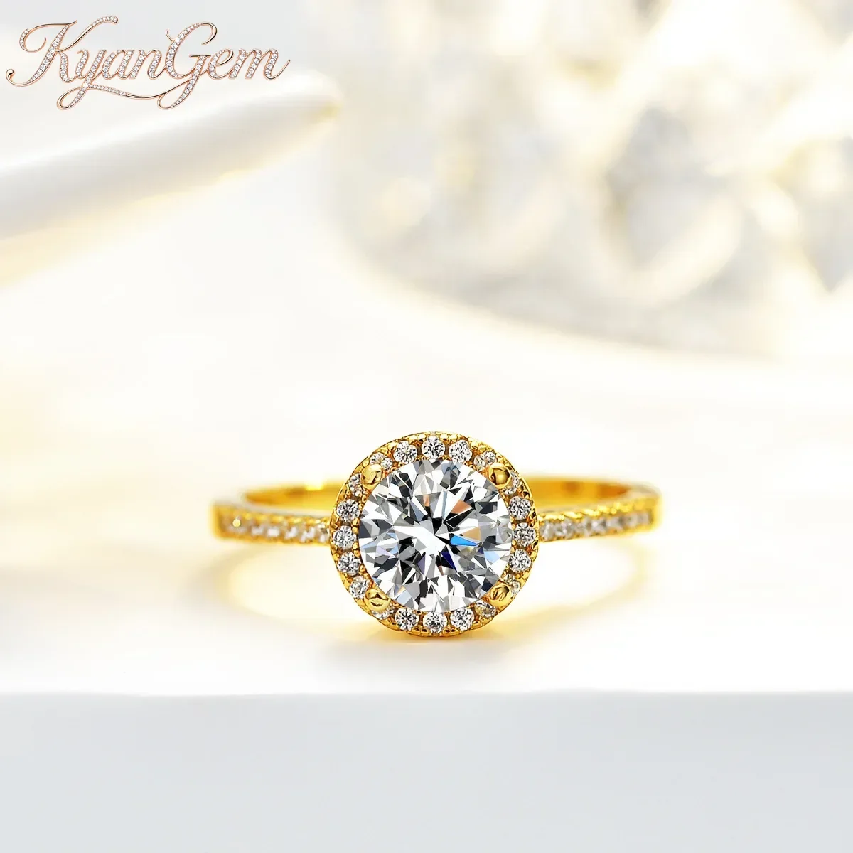 KyanGem 18K Gold Inlaid With Moissanite Luxurious Circular Packaging Ring,1 carat Female Fashionable Ring Women Wedding Gifts
KyanGem 18K Gold Inlaid With Moissanite Luxurious Circular Packaging Ring,1 carat Female Fashionable Ring Women Wedding Gifts