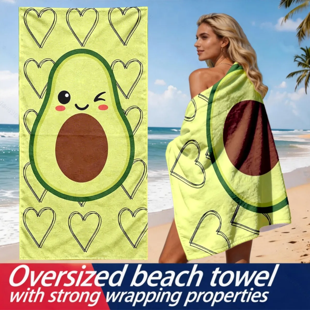 1pcs Cute style avocado theme polyester microfiber beach towel is highly absorbent, suitable for swimming and beach outings
1pcs Cute style avocado theme polyester microfiber beach towel is highly absorbent, suitable for swimming and beach outings