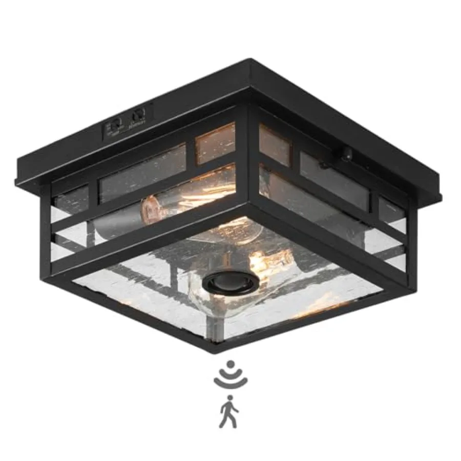 Outdoor Flush Mount Motion Sensor Ceiling Light - Timeless Industrial Design with Seeded Clear Glass for Your Porch Driveway Co
Outdoor Flush Mount Motion Sensor Ceiling Light - Timeless Industrial Design with Seeded Clear Glass for Your Porch Driveway Co