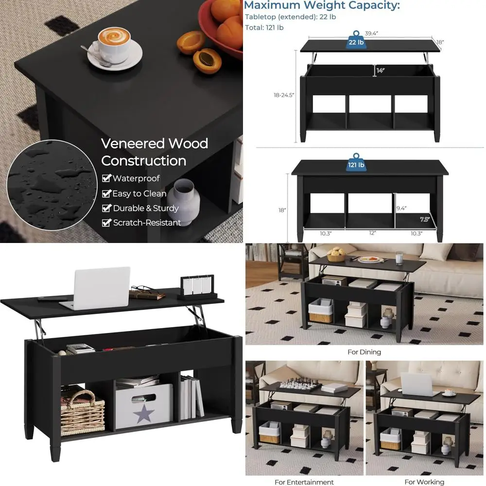 Illuminated Coffee Table with Hidden Storage and 3 Open Shelves, Ideal for Living Room, Office, or Den, Black
Illuminated Coffee Table with Hidden Storage and 3 Open Shelves, Ideal for Living Room, Office, or Den, Black