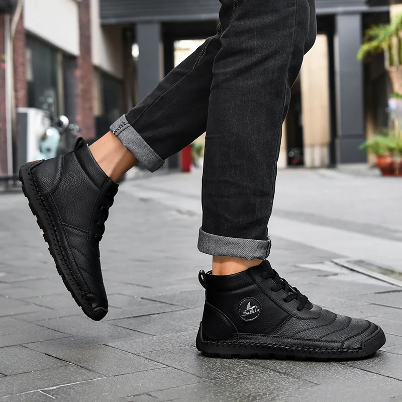 Handmade sewing Leather Casual Men Shoes high top Design Sneakers Man Breathable Leather Shoes Men Ankle Boots Outdoor sneakers
Handmade sewing Leather Casual Men Shoes high top Design Sneakers Man Breathable Leather Shoes Men Ankle Boots Outdoor sneakers