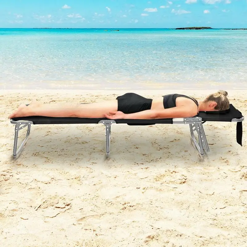 Folding Beach Lounge Chair with Pillow for Outdoor-Black
Folding Beach Lounge Chair with Pillow for Outdoor-Black