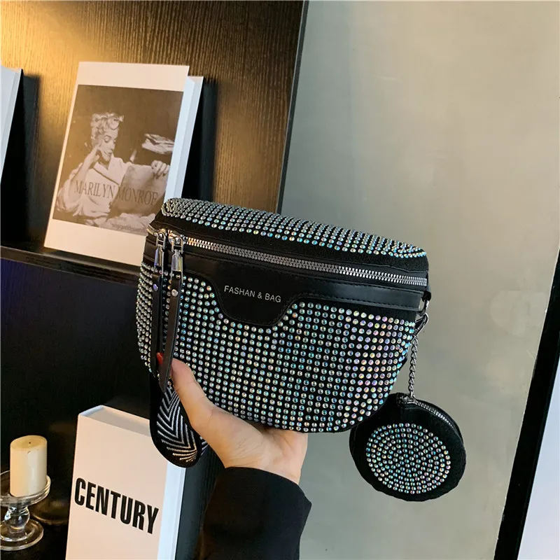Trend Rhinestone Women Shoulder Crossbody Bag Fashion Versatile Chest Waist Bag Outdoor Sports Belt Bag with Small Round Purse
Trend Rhinestone Women Shoulder Crossbody Bag Fashion Versatile Chest Waist Bag Outdoor Sports Belt Bag with Small Round Purse