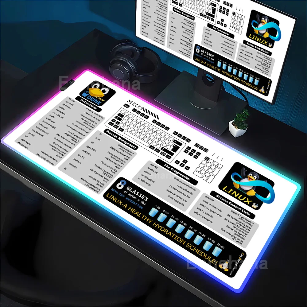 RGB Mouse Pad Shortcuts Linux Commands Line Office accessories overlock keyboard Mousepad PC HD printing XXL backlight Desk Mat
RGB Mouse Pad Shortcuts Linux Commands Line Office accessories overlock keyboard Mousepad PC HD printing XXL backlight Desk Mat