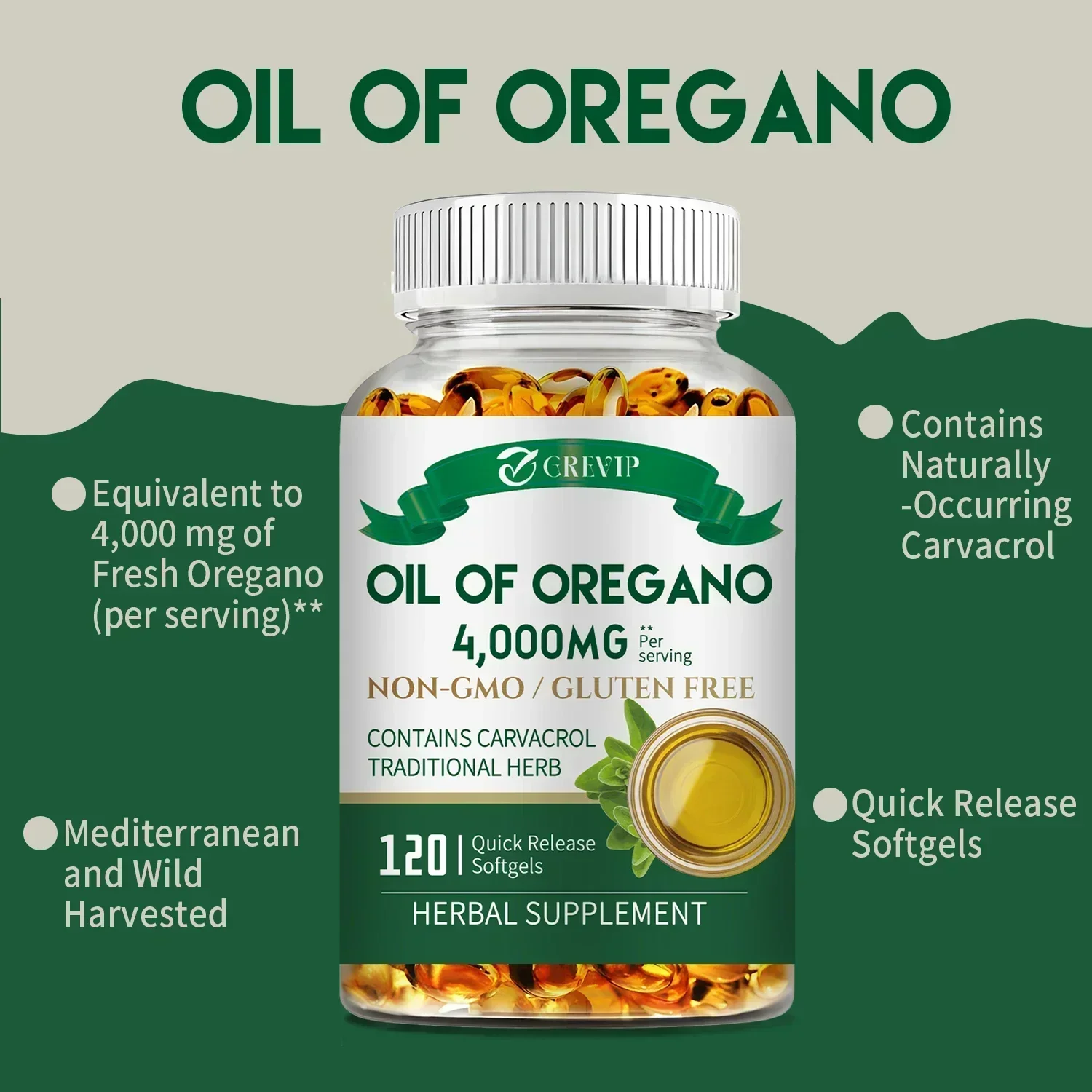 Oil of Oregano Capsules - Promotes Digestion and Intestinal Health, Antioxidant, Enhances ImmunitySupplement
Oil of Oregano Capsules - Promotes Digestion and Intestinal Health, Antioxidant, Enhances ImmunitySupplement