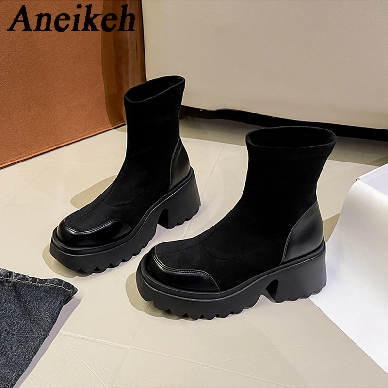 Aneikeh, новый модный дизайн, осень/зима, черные эластичные ботинки на толстой подошве, носки на толстом каблуке 7 см, рыцарские ботильоны челси, обувь
Aneikeh, новый модный дизайн, осень/зима, черные эластичные ботинки на толстой подошве, носки на толстом каблуке 7 см, рыцарские ботильоны челси, обувь