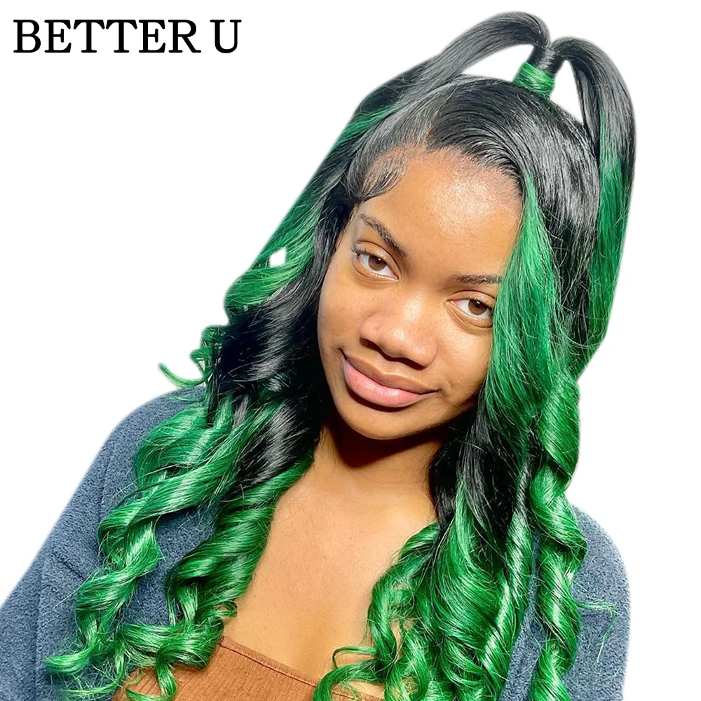Straight Ombre Black Green Colored Human Hair Wig 13x4 Lace Front Wig For Women Pre-Plucking Two Tone Color 5x5 Lace Closure Wig
Straight Ombre Black Green Colored Human Hair Wig 13x4 Lace Front Wig For Women Pre-Plucking Two Tone Color 5x5 Lace Closure Wig