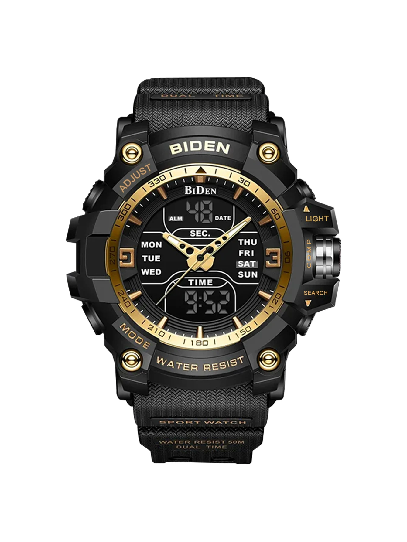 BIDEN Men's Electronic Watch Accurate Time High Quality Dual Display Multi functional Night Light Waterproof Selected Goods
BIDEN Men's Electronic Watch Accurate Time High Quality Dual Display Multi functional Night Light Waterproof Selected Goods