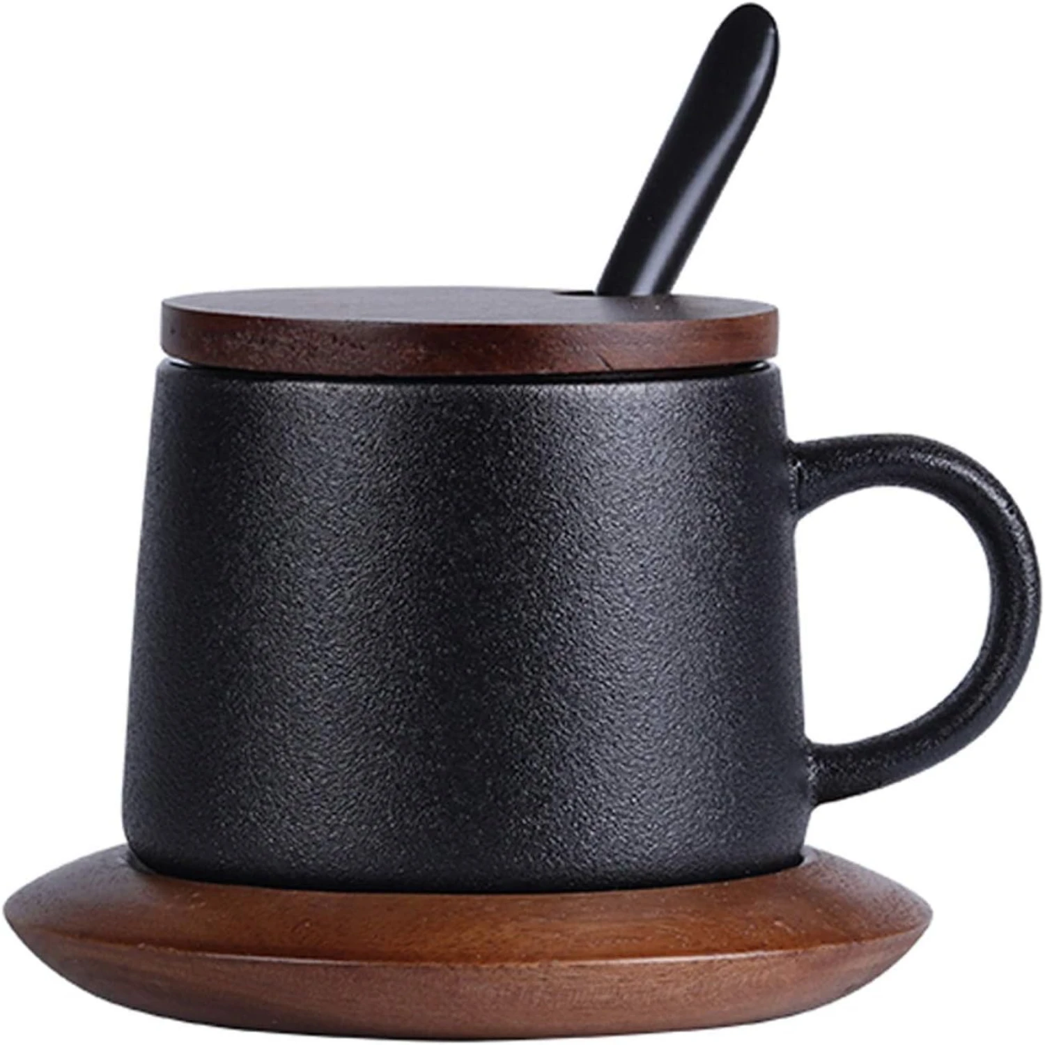 Elegant Matte Black Ceramic Coffee Cup and Saucer Set for Men and Women - 11.8 Oz Mug with Wooden Saucer, Splash Proof Lid, and
Elegant Matte Black Ceramic Coffee Cup and Saucer Set for Men and Women - 11.8 Oz Mug with Wooden Saucer, Splash Proof Lid, and