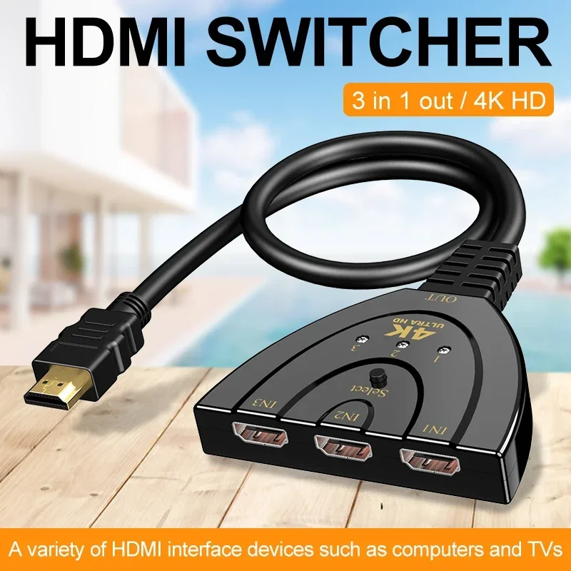 HDMI Switch 4K VILCOME 3 Port HDMI Switcher 3x1 HDMI Splitter Hub 3 in 1 Out with Pigtail Cable Supports 4K 3D HD 1080P for Xbox
HDMI Switch 4K VILCOME 3 Port HDMI Switcher 3x1 HDMI Splitter Hub 3 in 1 Out with Pigtail Cable Supports 4K 3D HD 1080P for Xbox