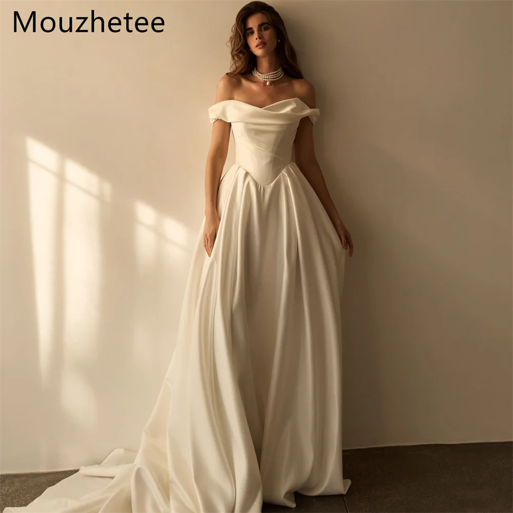 Mouzhetee A-Line Off The Shoulder Elegant Satin Wedding Dresses Simple Sleeveless Long Brides Gown Custom Made 2025
Mouzhetee A-Line Off The Shoulder Elegant Satin Wedding Dresses Simple Sleeveless Long Brides Gown Custom Made 2025