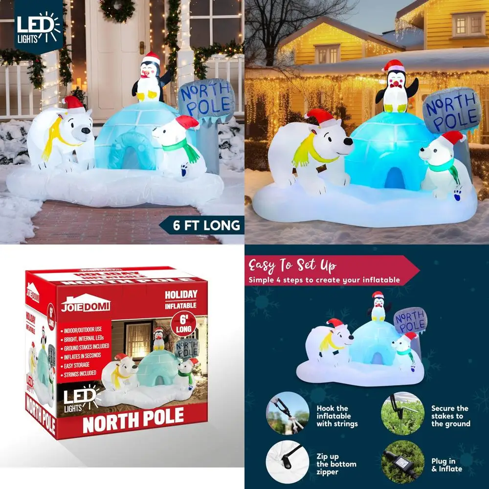 6-Foot Tall Christmas North Pole Inflatable with LED Lights, Plush Polar Bears & Penguins for Holiday Yard Decor
6-Foot Tall Christmas North Pole Inflatable with LED Lights, Plush Polar Bears & Penguins for Holiday Yard Decor