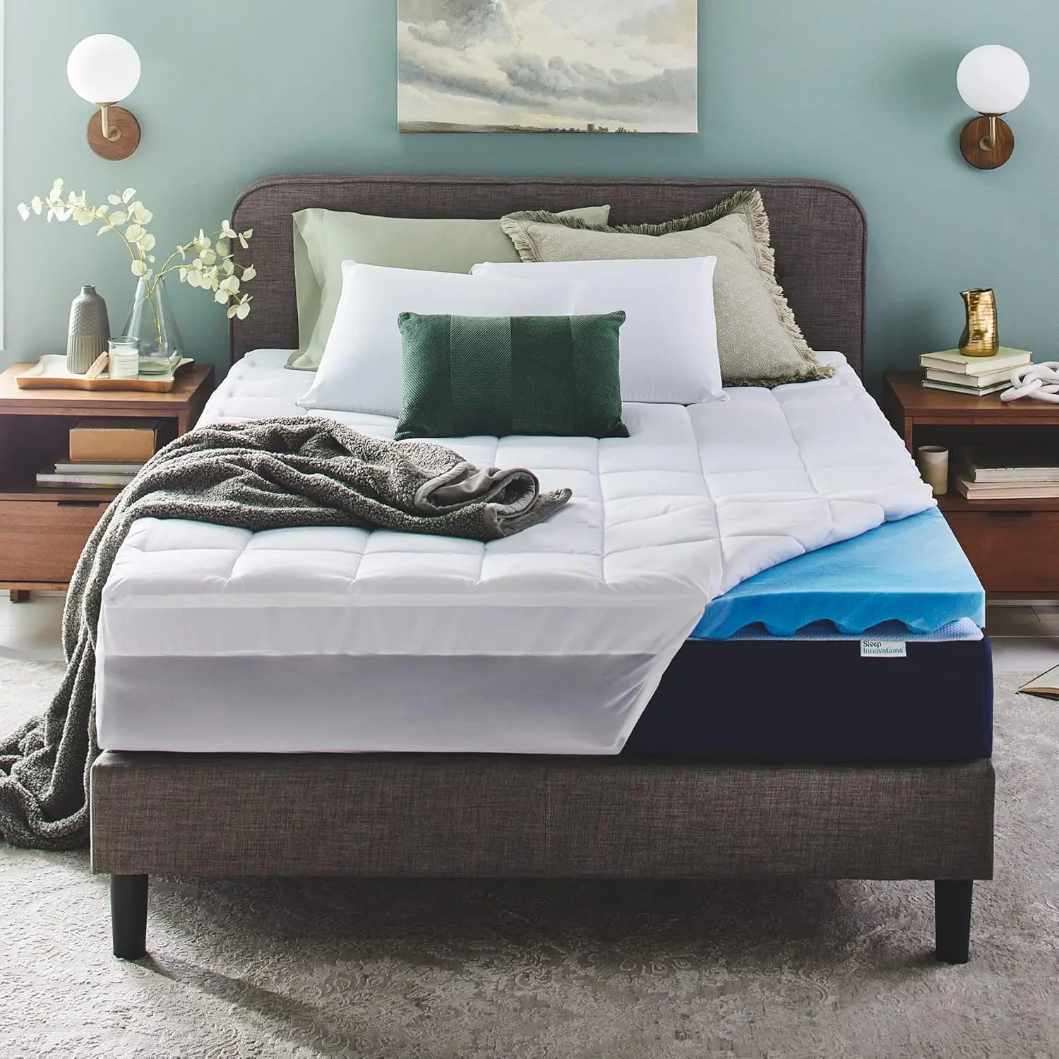 King Size Memory Foam Mattress Topper, 4 Inch Dual Layer with Cooling Gel and Pillow Top for Ultra Soft Support
King Size Memory Foam Mattress Topper, 4 Inch Dual Layer with Cooling Gel and Pillow Top for Ultra Soft Support