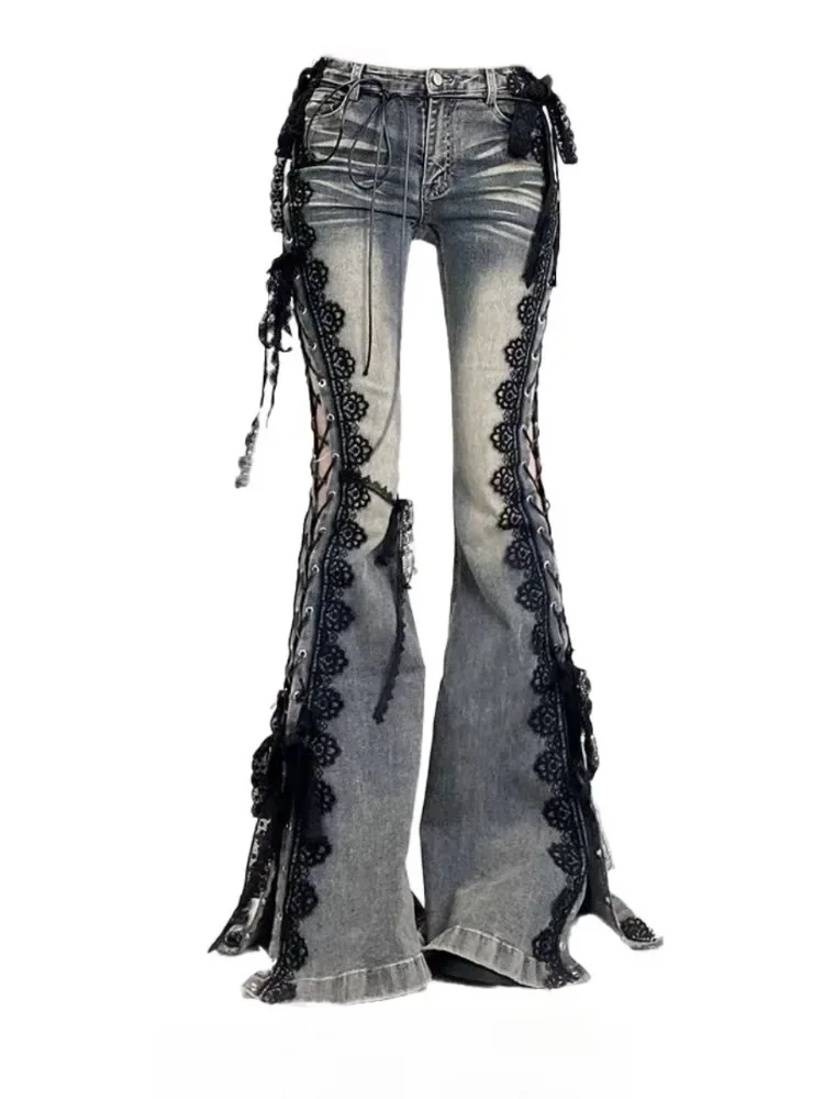 2025 Lace Up Flare Jeans Retro Stitch Lace Whiskers Slim Low Rise Split Bootcut Pants Women Bottoms Streetwear Chic
2025 Lace Up Flare Jeans Retro Stitch Lace Whiskers Slim Low Rise Split Bootcut Pants Women Bottoms Streetwear Chic