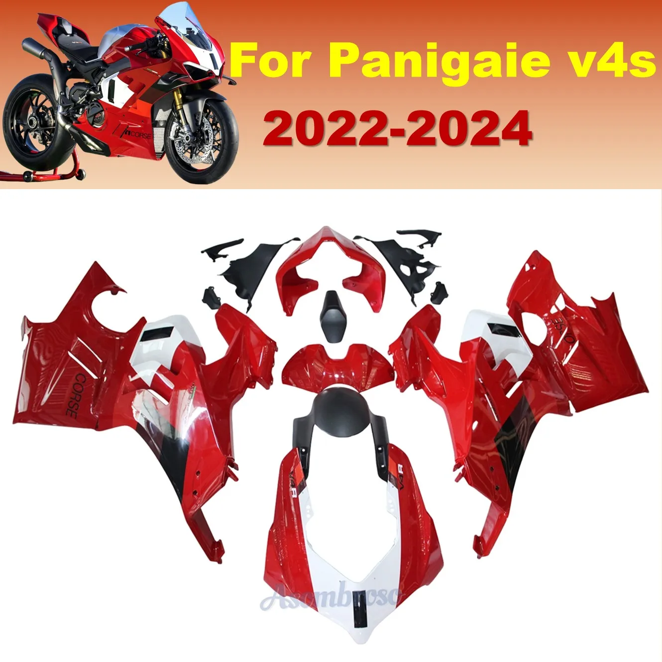 New ABS Complete Plastic Fairing set For Ducati V4 V4S V4SP V4R 2022 2023 2024 PANIGALE V4 3D 22-24 V4 / V4R / S / SP2
New ABS Complete Plastic Fairing set For Ducati V4 V4S V4SP V4R 2022 2023 2024 PANIGALE V4 3D 22-24 V4 / V4R / S / SP2