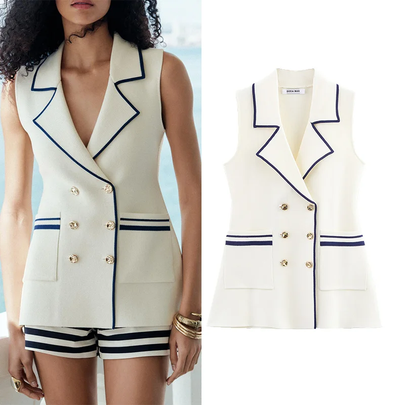 TRAF Summer Contrast Color Women Sets Casual Mid Waist Shorts Sets Fashion Double Breasted Vest Tops Sets for Women 2 Pieces
TRAF Summer Contrast Color Women Sets Casual Mid Waist Shorts Sets Fashion Double Breasted Vest Tops Sets for Women 2 Pieces