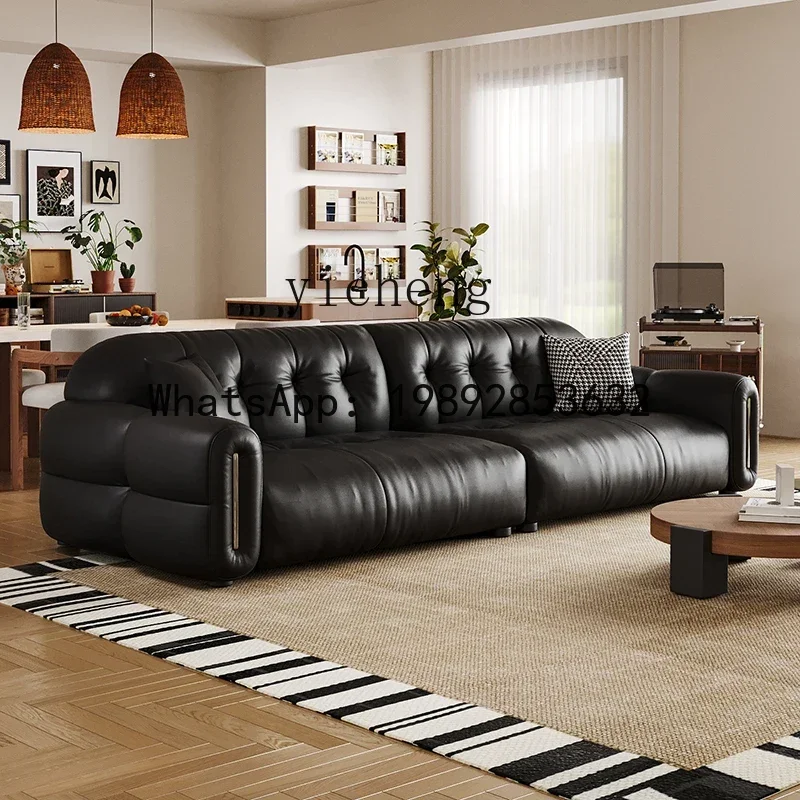 black leather sofa French retro medium and ancient style straight row first layer cowhide sofa
black leather sofa French retro medium and ancient style straight row first layer cowhide sofa
