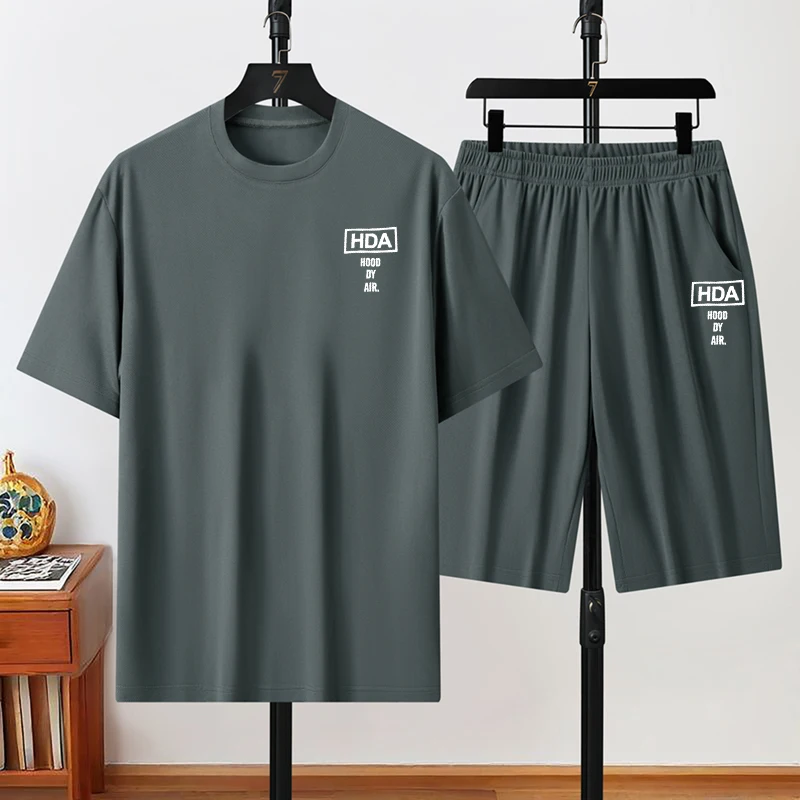 2026 Mens Tracksuit Ice Silk Quick-Dry Sportswear Set Summer Short-Sleeved T-Shirt 2 Piece Set for Man 2 Piece Outfit Set
2026 Mens Tracksuit Ice Silk Quick-Dry Sportswear Set Summer Short-Sleeved T-Shirt 2 Piece Set for Man 2 Piece Outfit Set