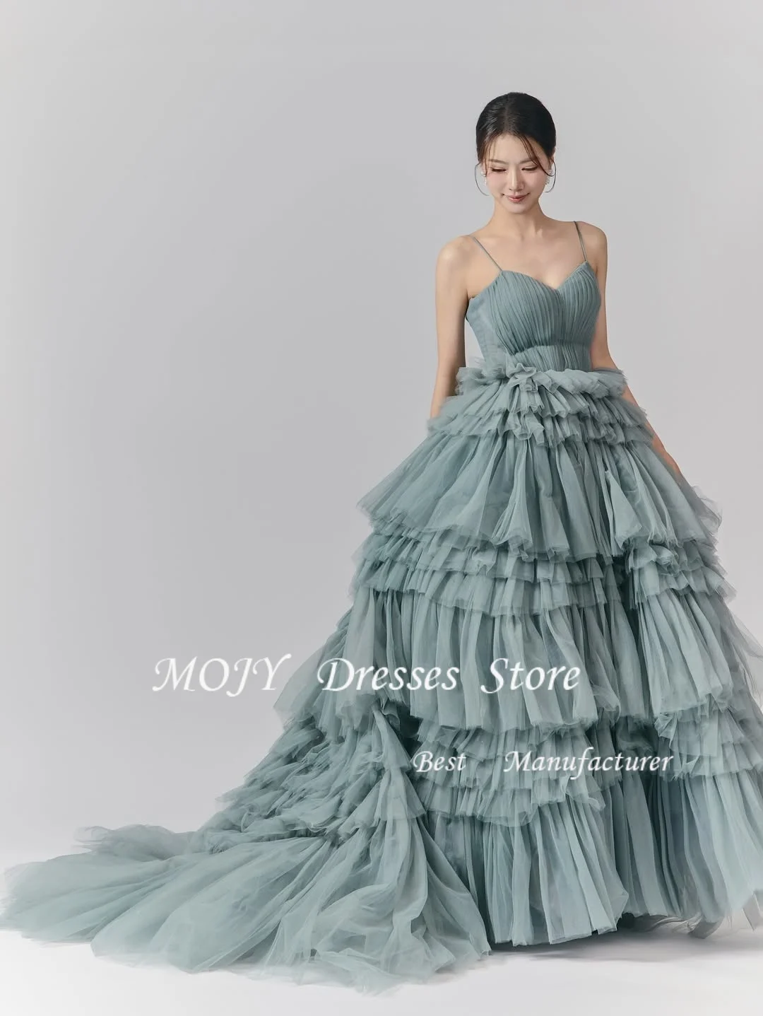 Mojy Spaghetti Straps Evening Dress Customized Formal Prom Dress Tiered Tulle 웨딩드레스 Occasion Party Evening Gown
Mojy Spaghetti Straps Evening Dress Customized Formal Prom Dress Tiered Tulle 웨딩드레스 Occasion Party Evening Gown