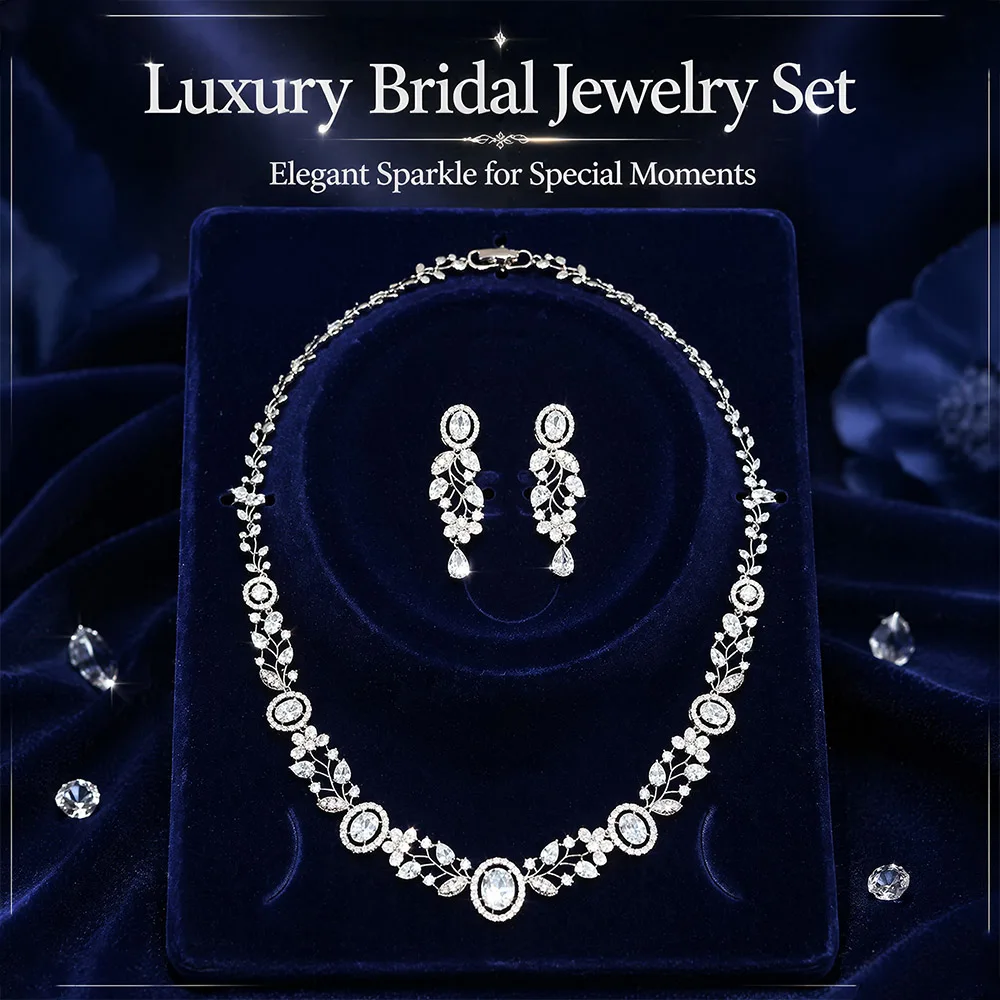 Exquisite cubic zirconia necklace 2PCS high-quality Dubai women's wedding and celebration jewelry
Exquisite cubic zirconia necklace 2PCS high-quality Dubai women's wedding and celebration jewelry