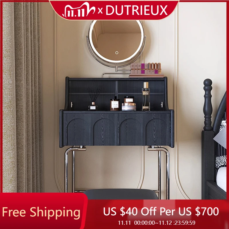 Black Makeup Vanity Table Mirror Bedroom Chair Drawers Modern Organizer Dressing Table Women Wood Vestidores Trendy Furniture
Black Makeup Vanity Table Mirror Bedroom Chair Drawers Modern Organizer Dressing Table Women Wood Vestidores Trendy Furniture