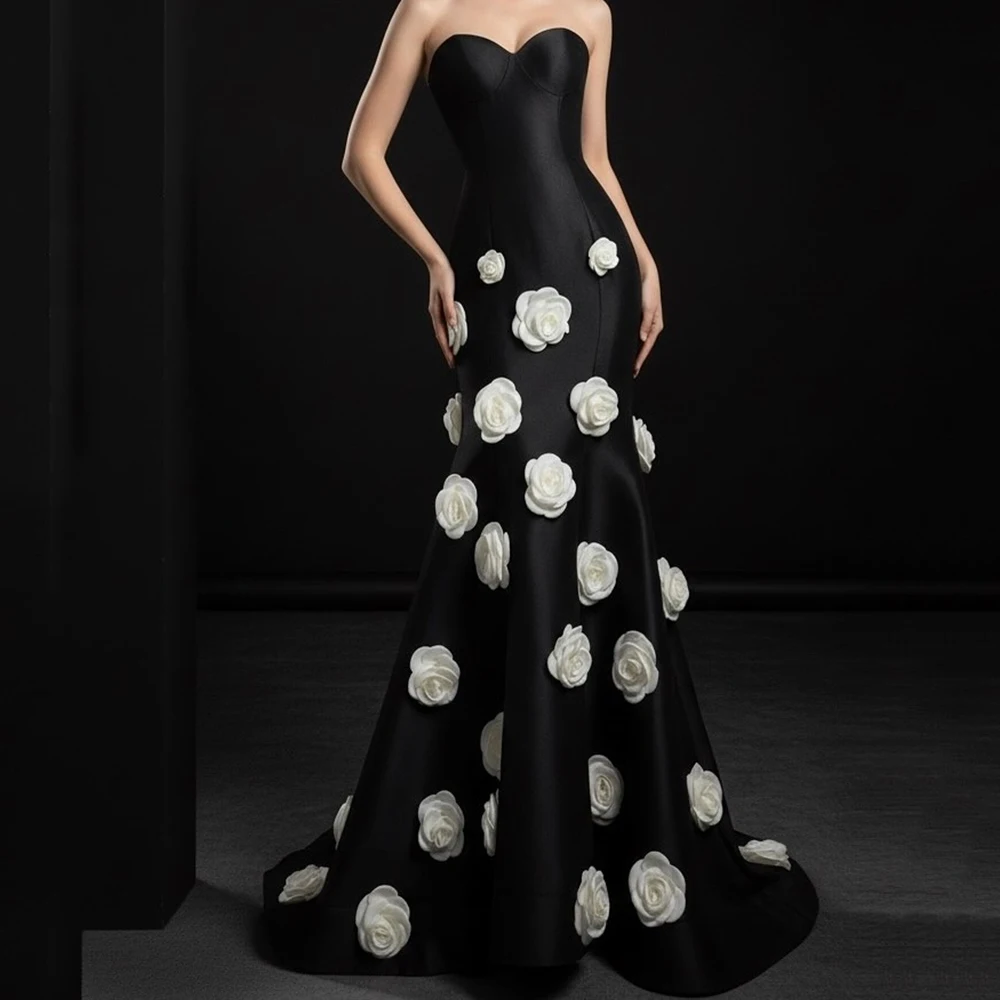 Customized Mermaid Evening Dresses Floor-length Strapless Sleeveless Prom Gown Fashion Flowers Simple Draped Backless Party Gown
Customized Mermaid Evening Dresses Floor-length Strapless Sleeveless Prom Gown Fashion Flowers Simple Draped Backless Party Gown