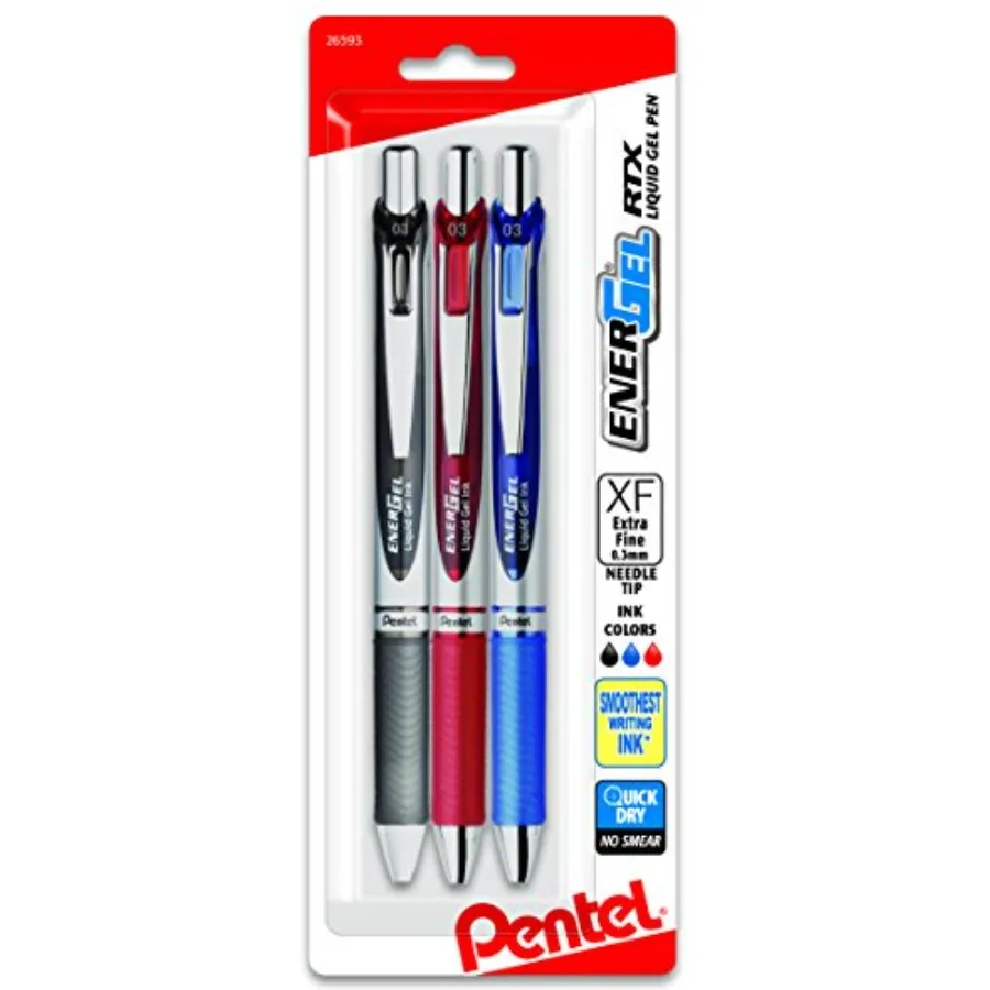 EnerGel RTX Retractable Liquid Gel Pen, 0.3mm Needle Tip, Extra Fine Line, Ink, 3-Pk (BLN73BP3M
EnerGel RTX Retractable Liquid Gel Pen, 0.3mm Needle Tip, Extra Fine Line, Ink, 3-Pk (BLN73BP3M