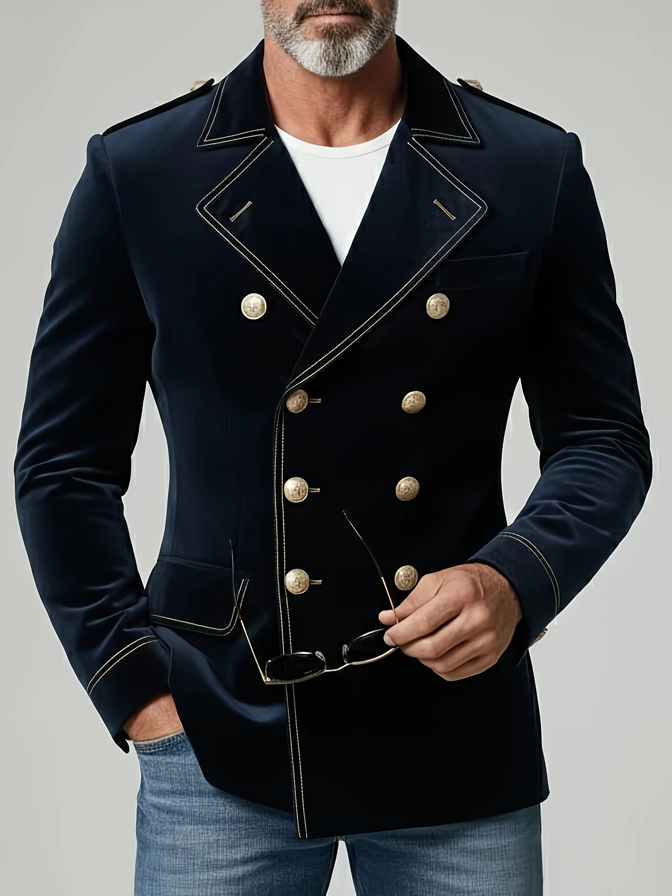 Men's Business Casual Navy Blue Velvet Notched Lapel Double Breasted Long Sleeve Blazer
Men's Business Casual Navy Blue Velvet Notched Lapel Double Breasted Long Sleeve Blazer