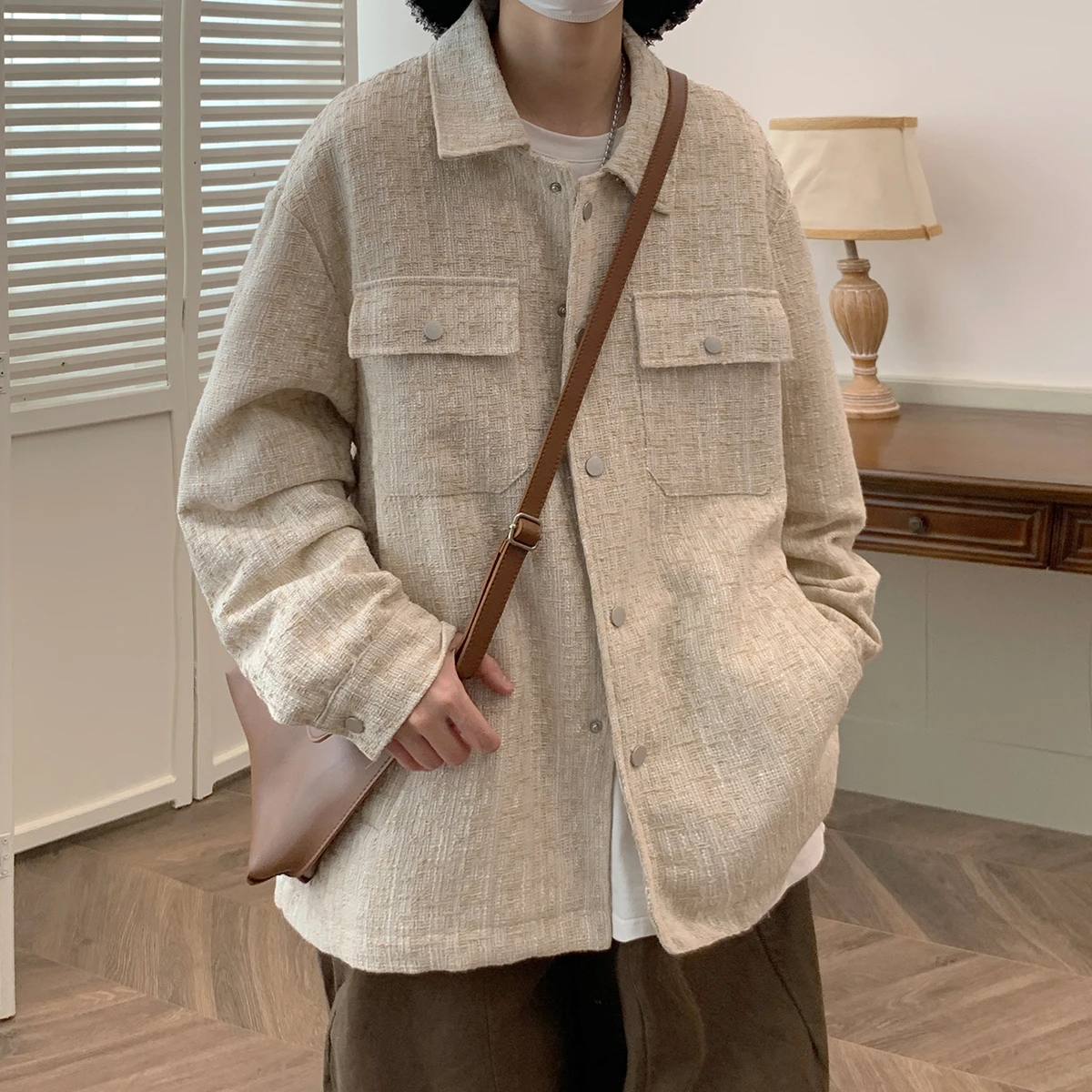 Premium Loose Collar Men's Khaki Jaet Autumn Faion Brand Workwear Coat Classic Sle Long Sve Warm Outerwear
Premium Loose Collar Men's Khaki Jaet Autumn Faion Brand Workwear Coat Classic Sle Long Sve Warm Outerwear