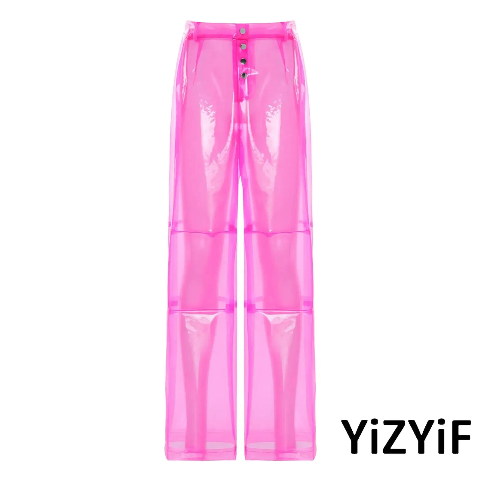 Women Pvc Trousers See Through Button Waist Back Pockets Wide Straight Leg Pants Cover Up Bottoms for Prom Jazz Raves Dance
Women Pvc Trousers See Through Button Waist Back Pockets Wide Straight Leg Pants Cover Up Bottoms for Prom Jazz Raves Dance