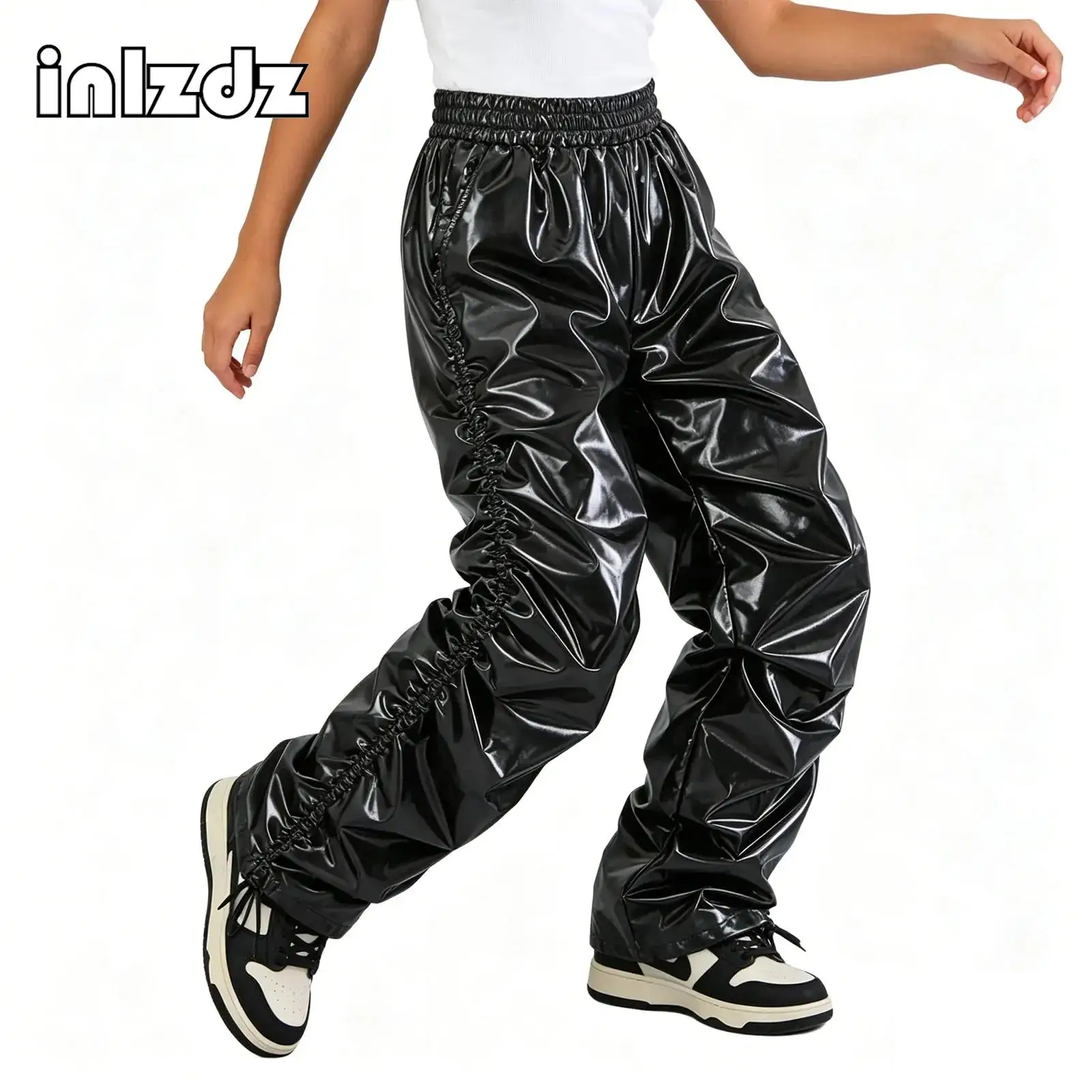 Unisex Kids Boys Girls Drawstring Metallic Pants Elastic Waistband Ruched Straight-leg Trousers for Hip-hop Jazz Disco Dance
Unisex Kids Boys Girls Drawstring Metallic Pants Elastic Waistband Ruched Straight-leg Trousers for Hip-hop Jazz Disco Dance