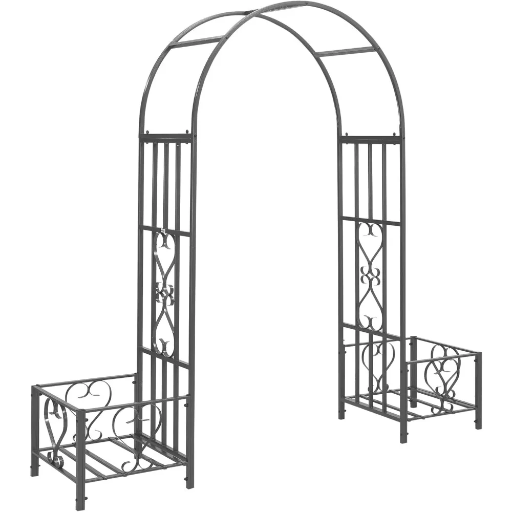 6.7' Steel Garden Arch Arbor with Scrollwork Hearts, Planter Boxes for Climbing Vines, Ceremony, Weddings, Party, Backyard
6.7' Steel Garden Arch Arbor with Scrollwork Hearts, Planter Boxes for Climbing Vines, Ceremony, Weddings, Party, Backyard