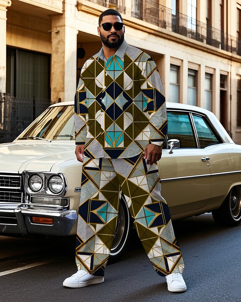 S-9XL Big and Tall Men Bold Geometric Color Block Print Shirt & Pants 2-Piece Set Streetwear
S-9XL Big and Tall Men Bold Geometric Color Block Print Shirt & Pants 2-Piece Set Streetwear
