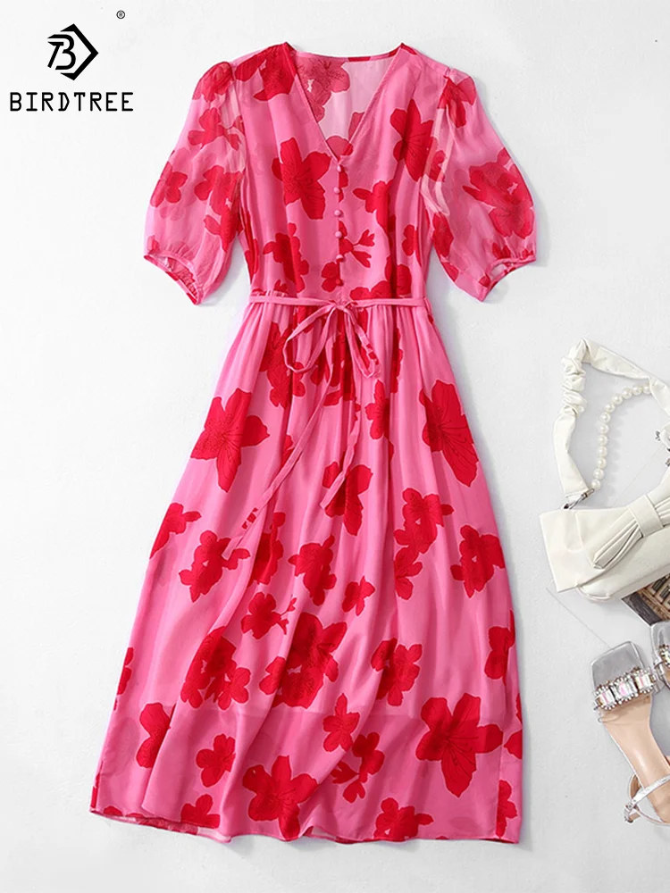 BirdTree, 100%Real Silk Floral Dresses, V Neck Puff Sleeve Buttons, Women Elegant Sweet Party Vacation Dress, Summer D43360QM
BirdTree, 100%Real Silk Floral Dresses, V Neck Puff Sleeve Buttons, Women Elegant Sweet Party Vacation Dress, Summer D43360QM