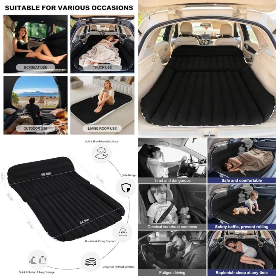 SUV Car Air Mattress – Inflatable Back Seat Bed with Electric Air Pump, Portable Camping Travel Sleeping Pad, Blow Up Car Bed (Black)
SUV Car Air Mattress – Inflatable Back Seat Bed with Electric Air Pump, Portable Camping Travel Sleeping Pad, Blow Up Car Bed (Black)