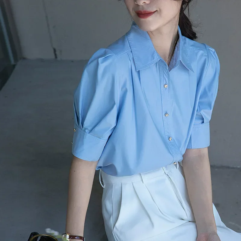 New summer fashion woman blouse 2025 Bubble sleeved short sleeved French commuting style shirts and blouses for women
New summer fashion woman blouse 2025 Bubble sleeved short sleeved French commuting style shirts and blouses for women