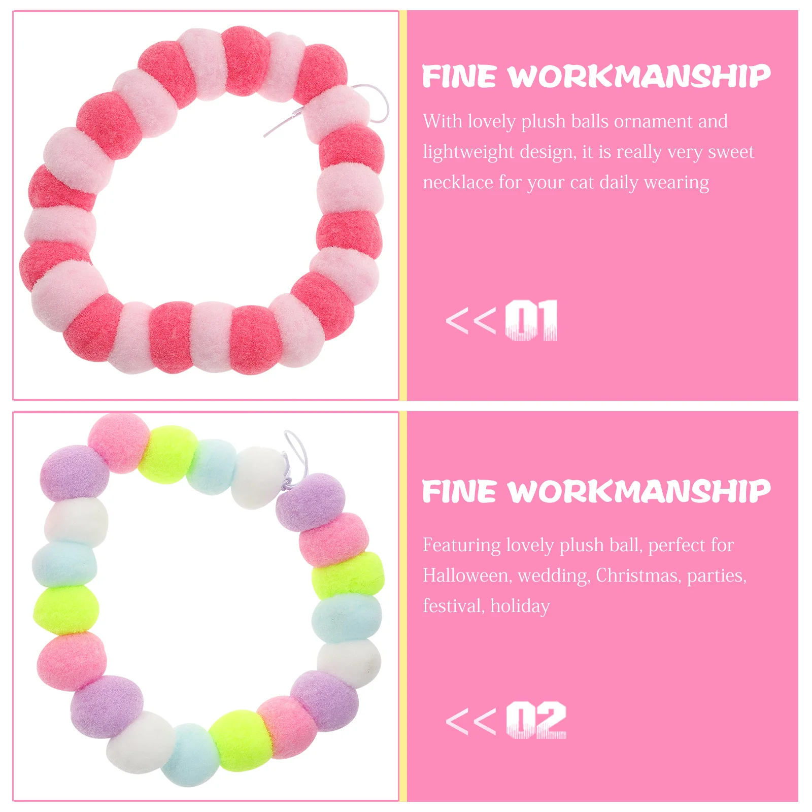 2Pcs Colorful Pet Cat Dog Collar Ball Design Festival Birthday Gift Puppy Necklace Soft Comfortable Elastic Adjustable
2Pcs Colorful Pet Cat Dog Collar Ball Design Festival Birthday Gift Puppy Necklace Soft Comfortable Elastic Adjustable