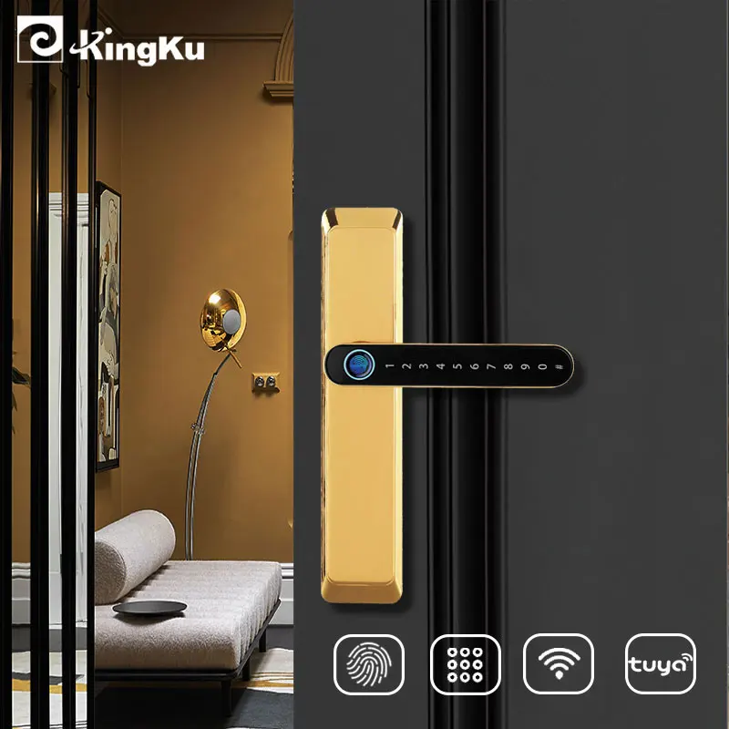 Kingku WIFI Tuya Fingerprint Door Lock Smart Password Digital Handle Safe for Interior Doors Zinc Alloy Intelligent Lock
Kingku WIFI Tuya Fingerprint Door Lock Smart Password Digital Handle Safe for Interior Doors Zinc Alloy Intelligent Lock